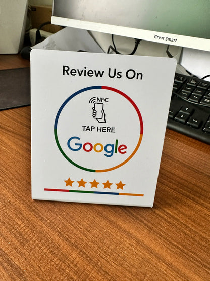 NFC 215 Programmable Card - Google Review Sticker, 13.56MHz Waterproof NFC Tag, Stand Table Station for Business Promotion