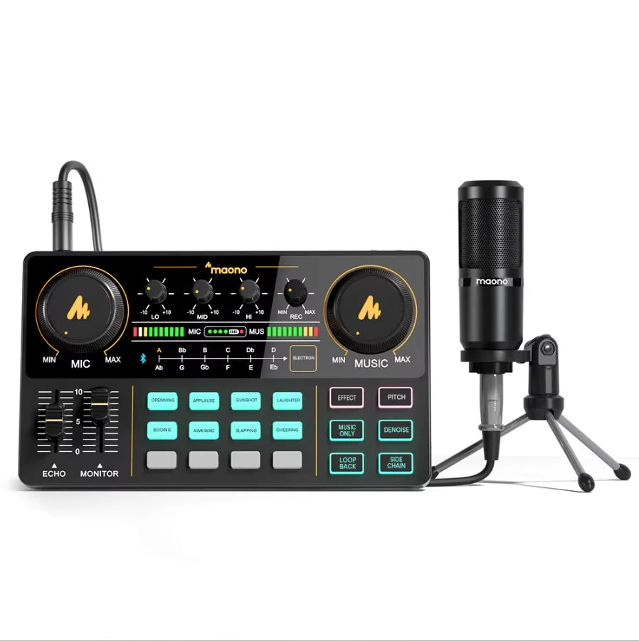 Maono AM200-S1 Sound Card Microphone Set MaonoCaster Audio Interface with Condenser Mic for Live Streaming,Recording,PC\Phone