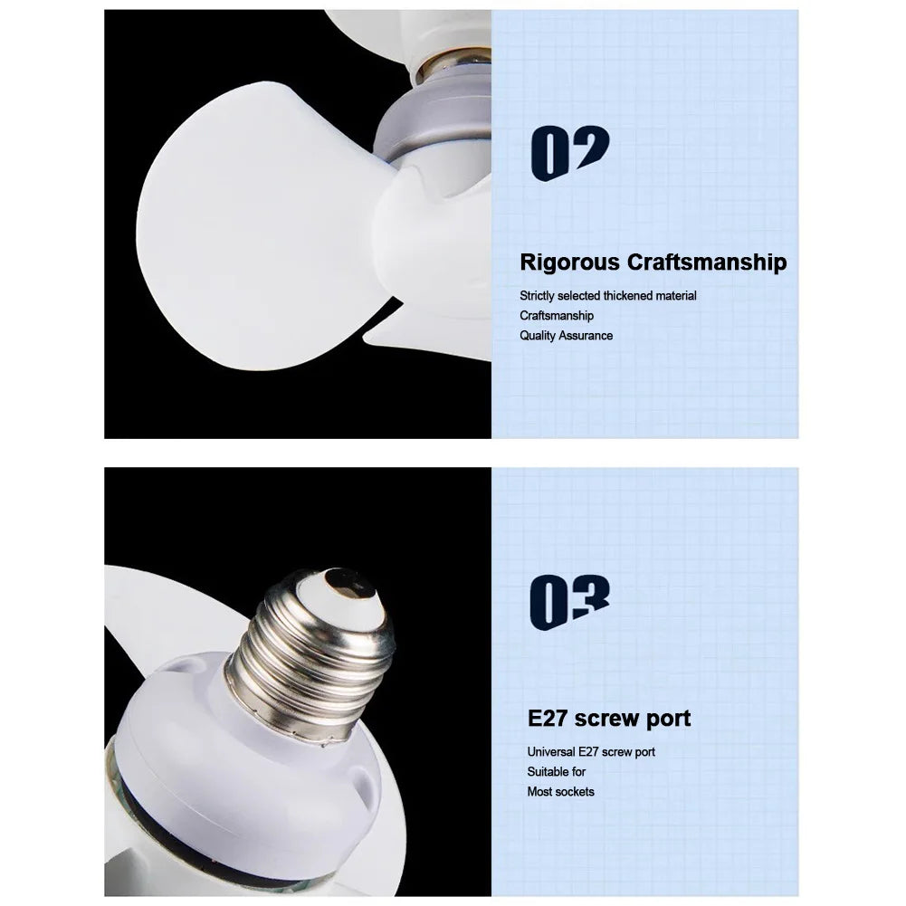 Modern LED Ceiling Fan E27 Base/USB Chandelier Ceiling Fan Hose Extender Light Bulb Fan with Socket for Bedroom Living Room
