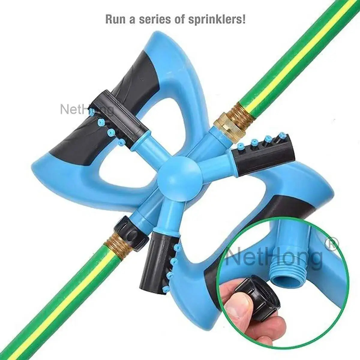 3-Arms 360° Rotating Garden/Lawn Sprinkler System Automatic Watering Irrigation~