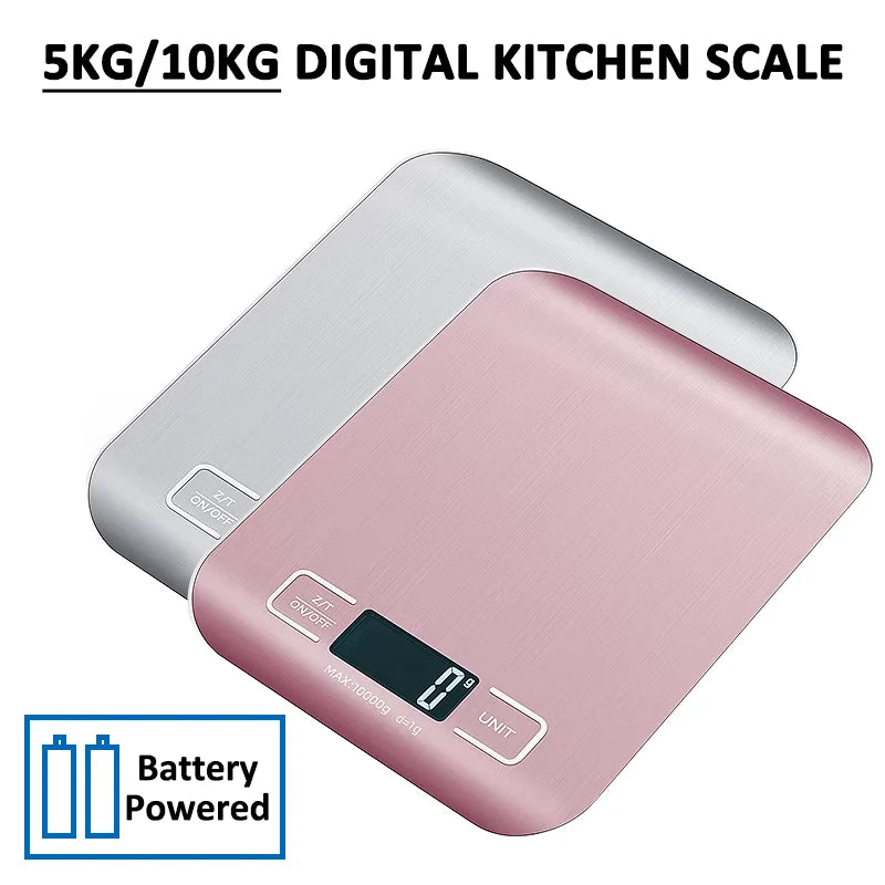5kg/10kg Digital Kitchen Scale LCD Display Stainless Steel Electronic Scales Home Jewelry Food Snacks Weighing Baking Tools