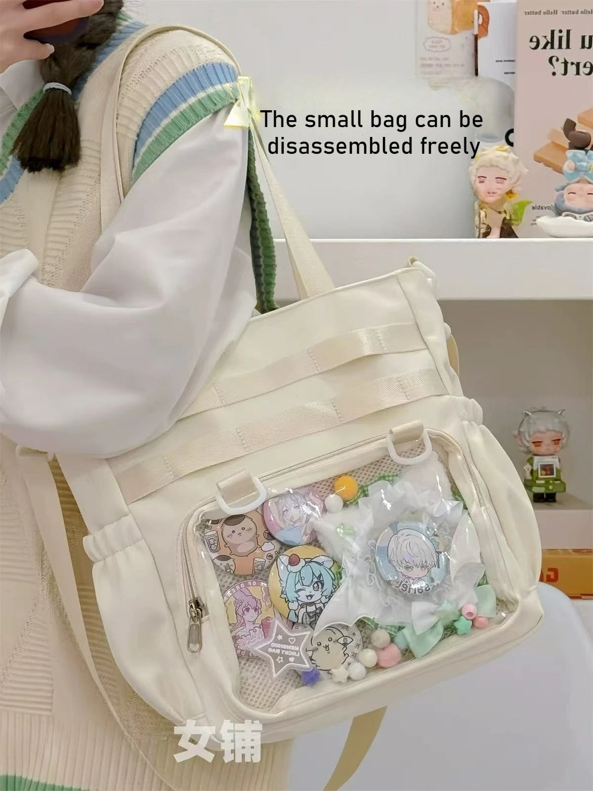 Japanese Transparent Ita Bag Handbag Women Anime Portable Large Capacity Girls Shoulder Tote Bag Nylon Crossbody Bags ItaBag