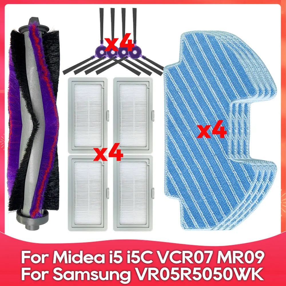 Compatible For ( Midea i5, i5C, VCR10W, VCR07, VCR08, MR09, Samsung VR05R5050WK ) Brush Filter Mop Dust Box Water Tank Accessory