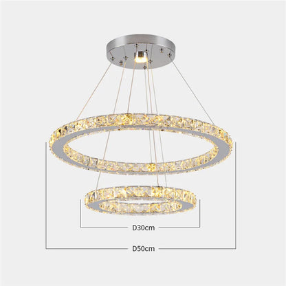 Luxury Rings Led Crystal Chandelier Mordern Pendant Light Living Dining Room Decor Fixture Suspension Luminaire Hanging Lustr