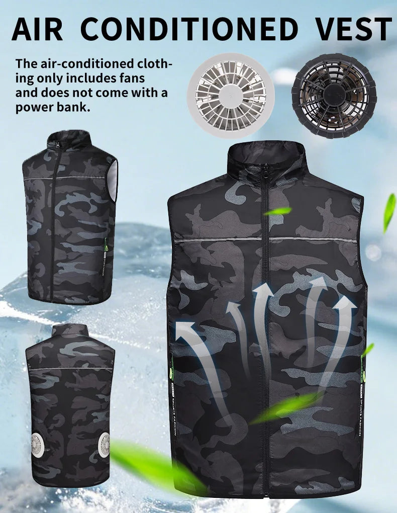 Summer Cooling Fan-Equipped Air-Conditioned Vest—Ideal for High-Temperature Work Environments; Breathable Outdoor Cooling Vest