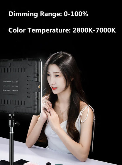 LED Photography Video Light Panel Lighting Photo Studio Lamp Kit with 8/12 Inch Adjustable Brightness,for YouTube Live Streaming