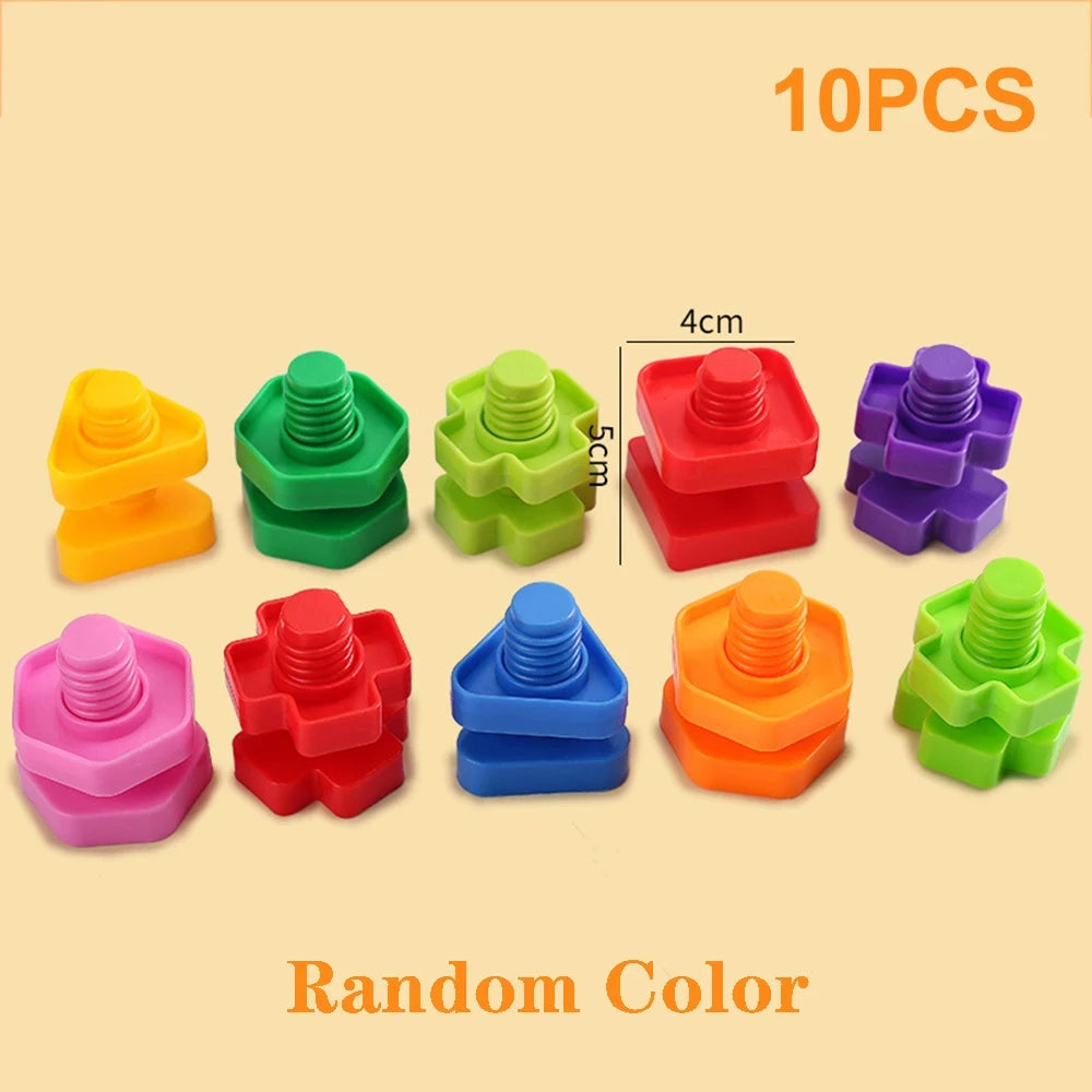 10/20pcs Set Screwing Building Blocks Creative Mosaic Puzzle Toys for Children Plastic Insert Nut Shape Boys Educational Toy
