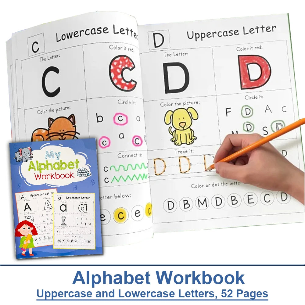 Buchstaben AZ Alphabet Phonetik Übungsheft Vorschule Englisch lernen Kindergarten Schreiben Malbuch Montessori