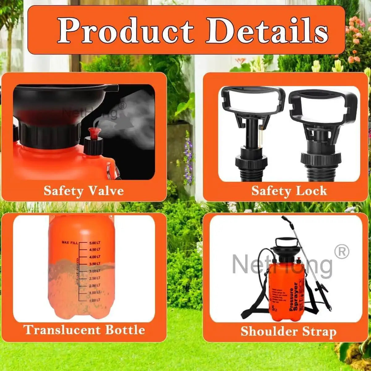 NEW 5 Litre Pressure Weed Killer Sprayer Garden Spray Bottle Chemical Water UK.