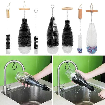 Drink Wineglass Bottle Cup Cleaning Soda Stream Bottle Brush With Beechwood Handle Glassware Jars Cleaner Kitchen Cleaning Tool