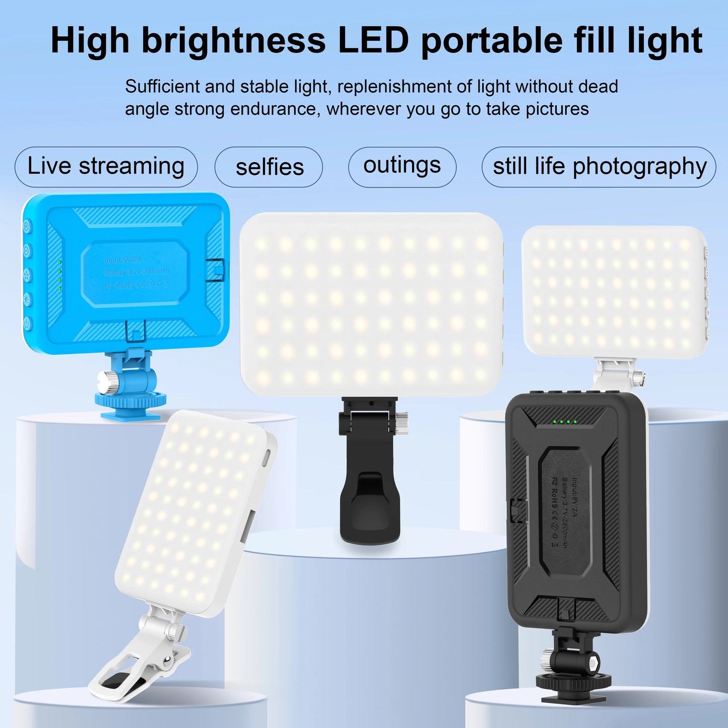 New Selfie Light, 60 LED Phone Light Fill Light 7 Modes Output Video Lamp Kit Dimmable 2500K-6500K Bi-Color Panel Light CRI 97+