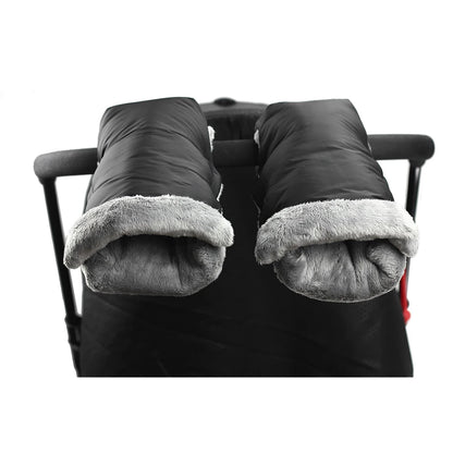 2pcs Black Waterproof Pram Stroller Warm Gloves Mitten Winter Hand Muff Baby Stroller Mitten Winter Warm Stroller Accessories
