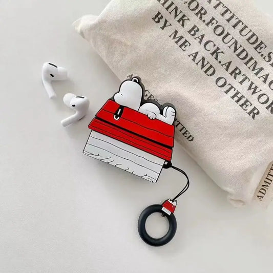 For AirPods 4 3 2 1 Pro Pro2 Earphone Case 3D Snoopy Silicone Cartoon Headphone Box With Pendant Funny Cover