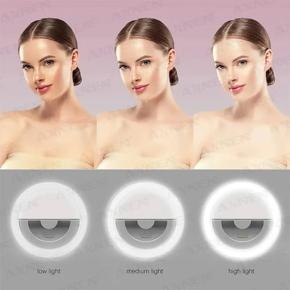 LED Light Ring with USBcharging Phone Lens Selfie Light Mini Circular Fill Light Clip Compatible with iPhone Samsung Xiaomi Poco