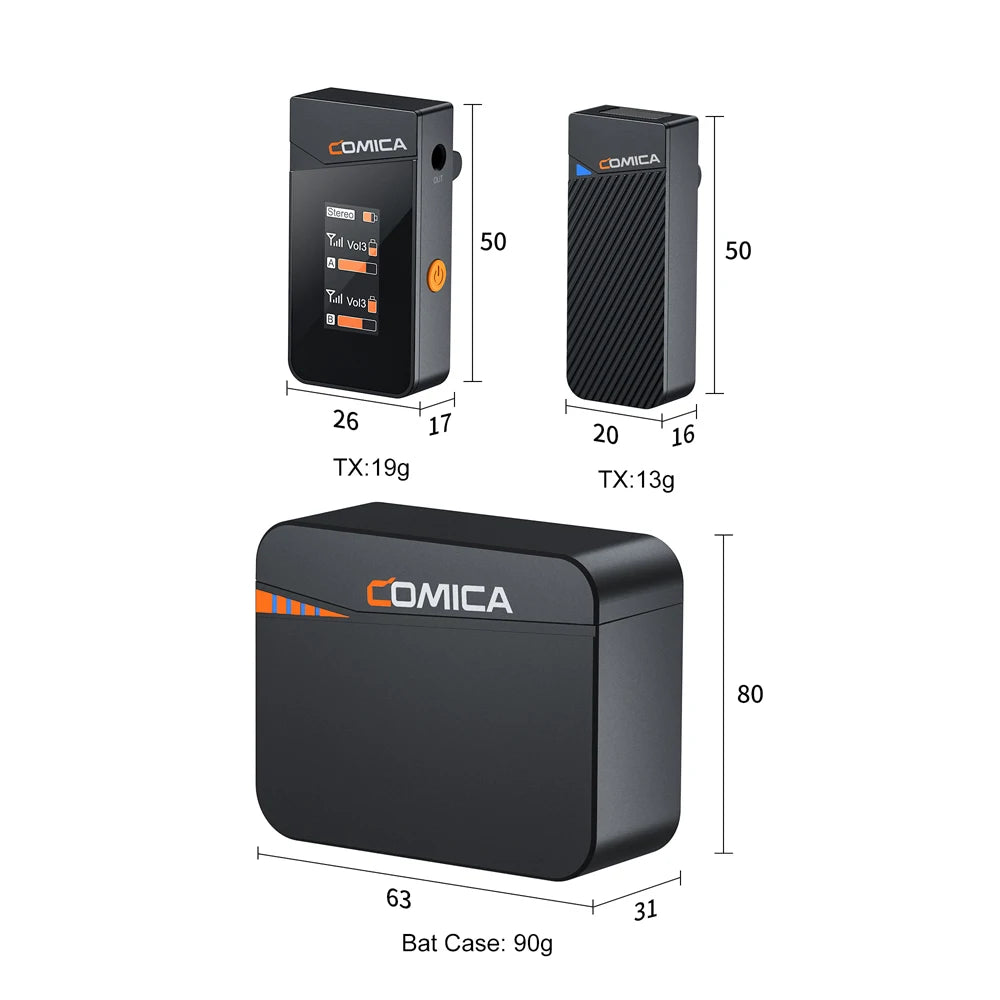 Comica Vimo C 2.4G Mini Wireless Lapel Microphone with Charging Case, for Smartphone Camera Podcast Interview YouTube Facebook