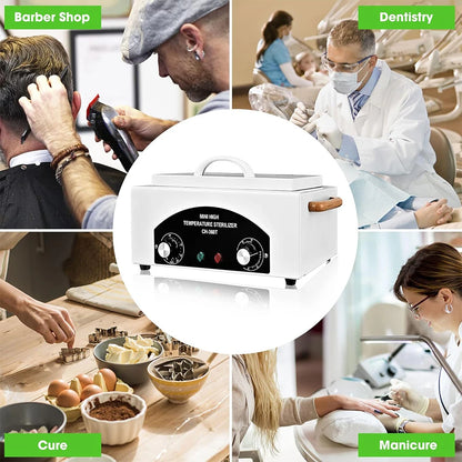 300W Dry Heat Sterilizer with Timer High Temperature Cleaning Box 1.5L for Nail Tools Hair Beauty Metal Tools with Handle