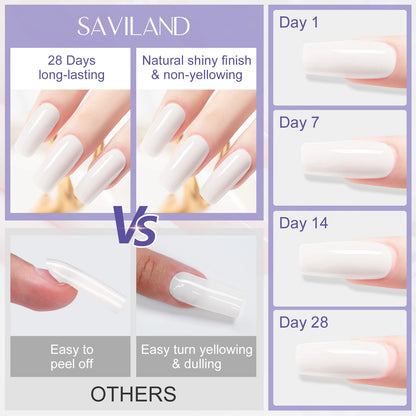 Saviland 100g Builder Nail Gel White Nude Pink Nail Extension Gel Multifunctional Nails Art Gel Polish Soak Off UV for Salon DIY