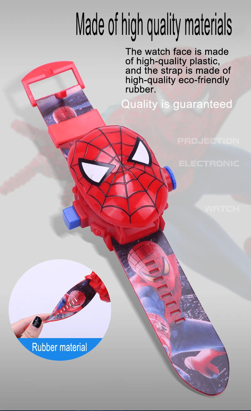 Disney Marvel Figure Spiderman Minnie McQueen 24 Projection Watch Digital Clock Student Wristwatches Kids Toy Boy Birthday Gifts