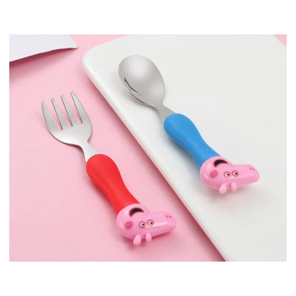 Peppa Pig Tableware Fork Spoon Action Doll Toy George Pig Dad Mom Cartoon Anime Pattern Party Gifts For Boys Girls Cartoon Toy