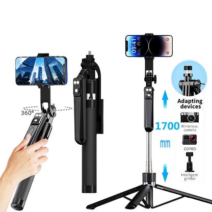 MEUYAG Selfie Stick 360 ° rotation 170cm with Wireless Bluetooth Extended Tripod with Remote Shutter for Android ios smartphone