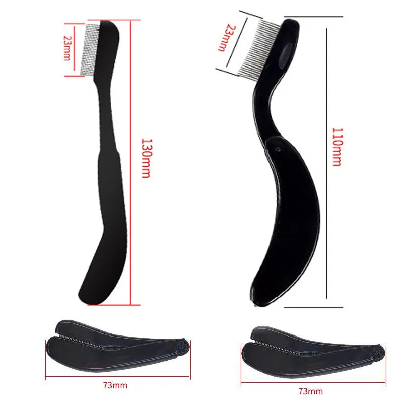 Foldable Ultra-fine Stainless Steel Eyelash Brush Lash Separator Eyebrow Eyelashes Extension Comb Eyelash Curler Makeup Tools
