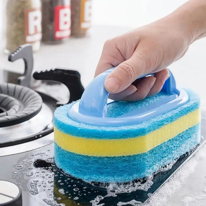 Cleaning Brush with Handle Kitchen Sponge Wipe Thickening Bathroom Tile Cleaning Sponge Household Stain Removal Clean Tools