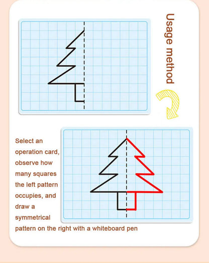 30 page children's grid symmetrical drawing toy focuses on fine motor skills writing and 4-color brush control training drawing