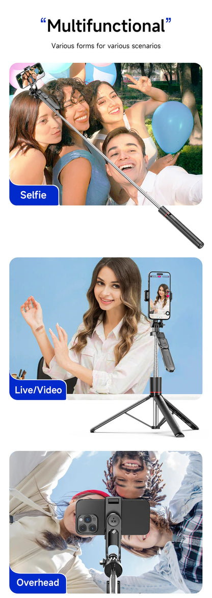FANGTUOSI New 1.7M Wireless Selfie Stick Tripod Foldable Stand For Gopro Action Cameras Smartphones Balance Steady Shooting Live