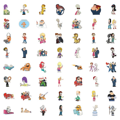 10/30/55pcs Funny Disney Anime American Dad Stickers Cartoon Kid DIY Decals Toy Skateboard Notebook Phone Case Graffiti Sticker