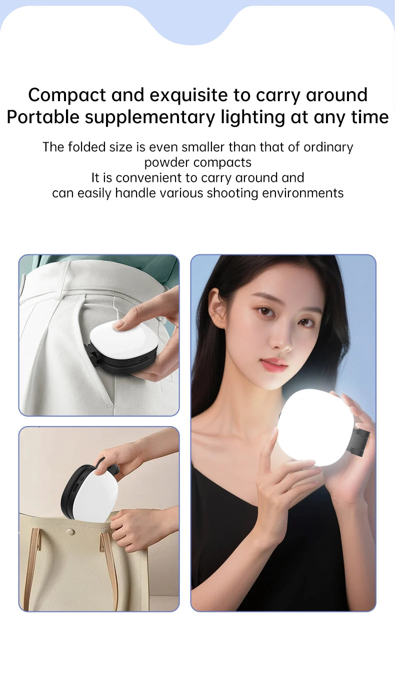 Magnetic Multi-functional Mobile phone Selfie mirror Mini Fill light dual-colour adjustable reversible fill light bracket