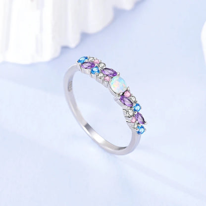 925 Sterling Silver Sparkling Zircon Ring - Classic Stackable Wedding Band for Women
