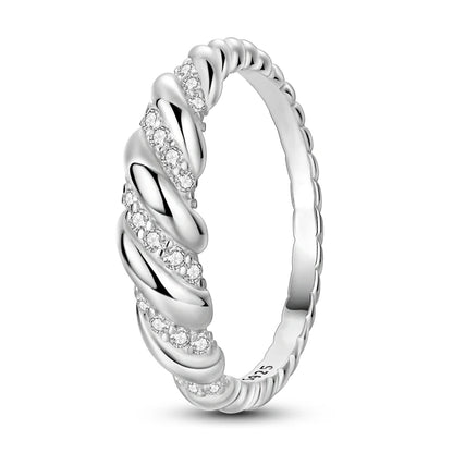 925 Sterling Silver Sparkling Zircon Ring - Classic Stackable Wedding Band for Women