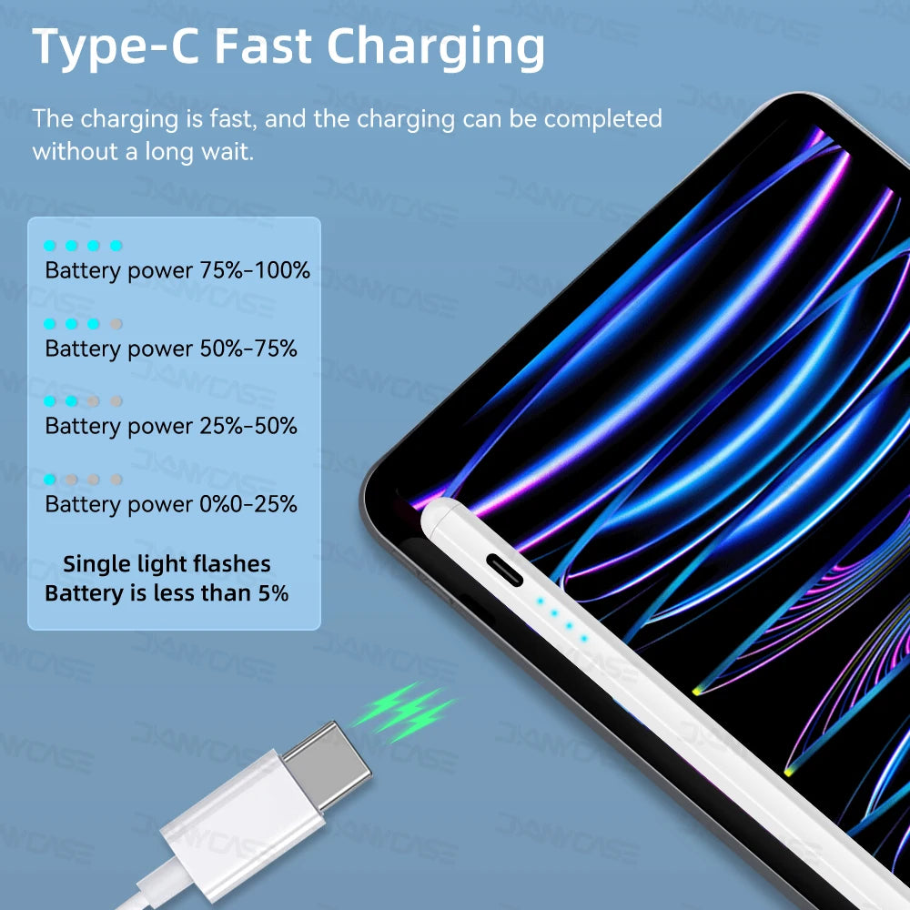 For iPad Pencil 2025 M3 Stylus Pen for Air 6 M2 Pro M4 M5 with Palm Rejection for iPad Pro 11 12.9 13 7/8/9/10/11th mini5 6 7 ﻿