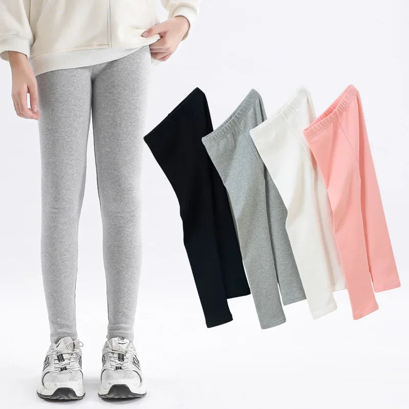 Girls Pure Cotton Long Pants - Slim Fit Thermal Underwear for Kids | Spring Autumn Base Layer