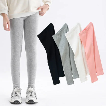 Girls Pure Cotton Long Pants - Slim Fit Thermal Underwear for Kids | Spring Autumn Base Layer
