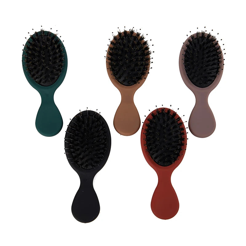 1Pcs Portable Mini Natural Boar Bristle Oval Hair Brush Comb Head Scalp Massage Comb Salon Hair Care Brush Styling Tool