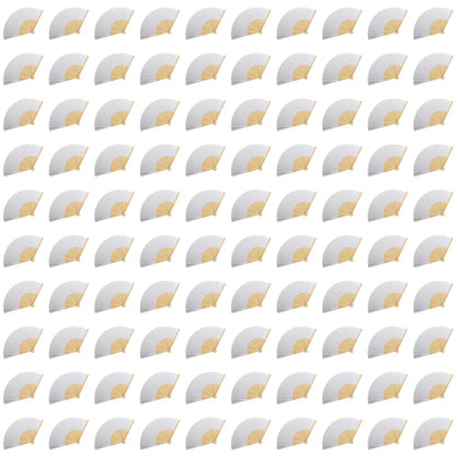 100-1PCS Hand Held Paper Fans Blank White Bamboo Folding Fans for Wedding Gift Party Dance DIY Decoration Personalised Fan