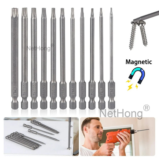 11Pcs Long Reach Torx Star Hex Security Bit Set Tamper Proof Screwdriver Bits