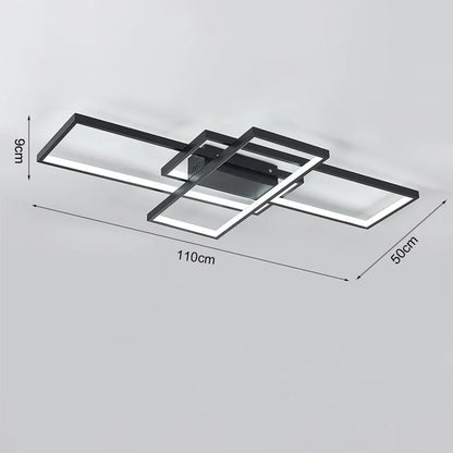 KOMORE Neutral Style Rectangular LED Semi Flush Ceiling Light, Cool White / Stepless Dimming for Office, Living Room