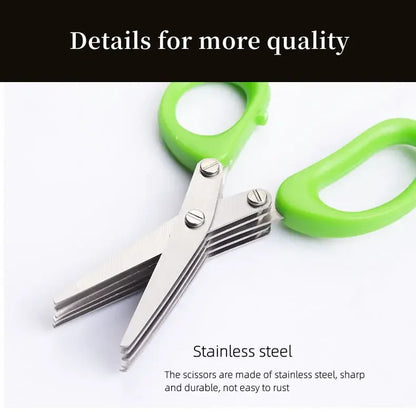 Multi-functional Stainless Steel 3/5 Layer Kitchen Scissors Pepper Shredded Chopped Scallion Cutter Laver Cut Cooking Tool
