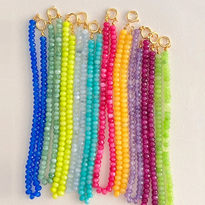 Colored Semi-precious Stone Fashion Necklace 5*8 Cut Natural Stone Beaded Necklace For women, Luxury Handmade  Jewelry