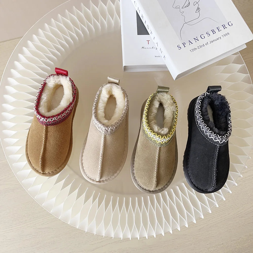 Kids Winter Slippers - Luxury Fur Lined Non-Slip Indoor Boots for Boys & Girls