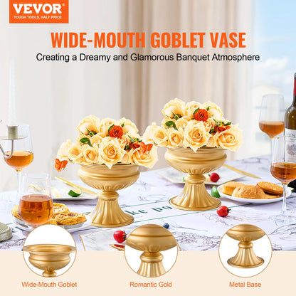 VEVOR 2/10/12PCS Tall Wedding Flower Vase Metal Centerpiece Gold Floral Arrangement Stand Display Rack for Tables Dinner Party
