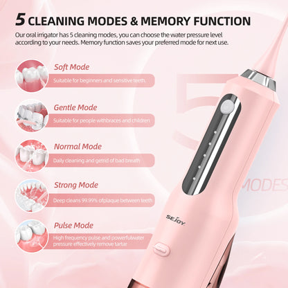 SEJOY Home Dental Oral lrrigator Water Flosser 4 Colors Thread Teeth Pick Mouth 5 Modes Washing Machine USB Rechargeable