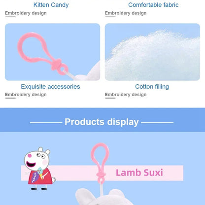 19CM Genuine Peppa Pig George Emily Candy Dennie Pedro Stuffed Plush Toys Keyring Animal Doll Pendant Children's Birthday Gifts