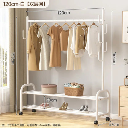 Aesthetic Golden Clothes Rack Metal Balcony Nordic Wheels Clothes Rack Floor Bedroom Burro Ropa Perchero Hallway Furniture