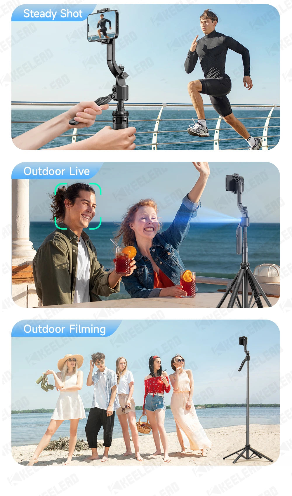 Tripod for Mobile Phone 360°Auto-Rotation Shooting C17 Quadrapod Selfie Stick Phone Stand AI Face Following, with Remote Control