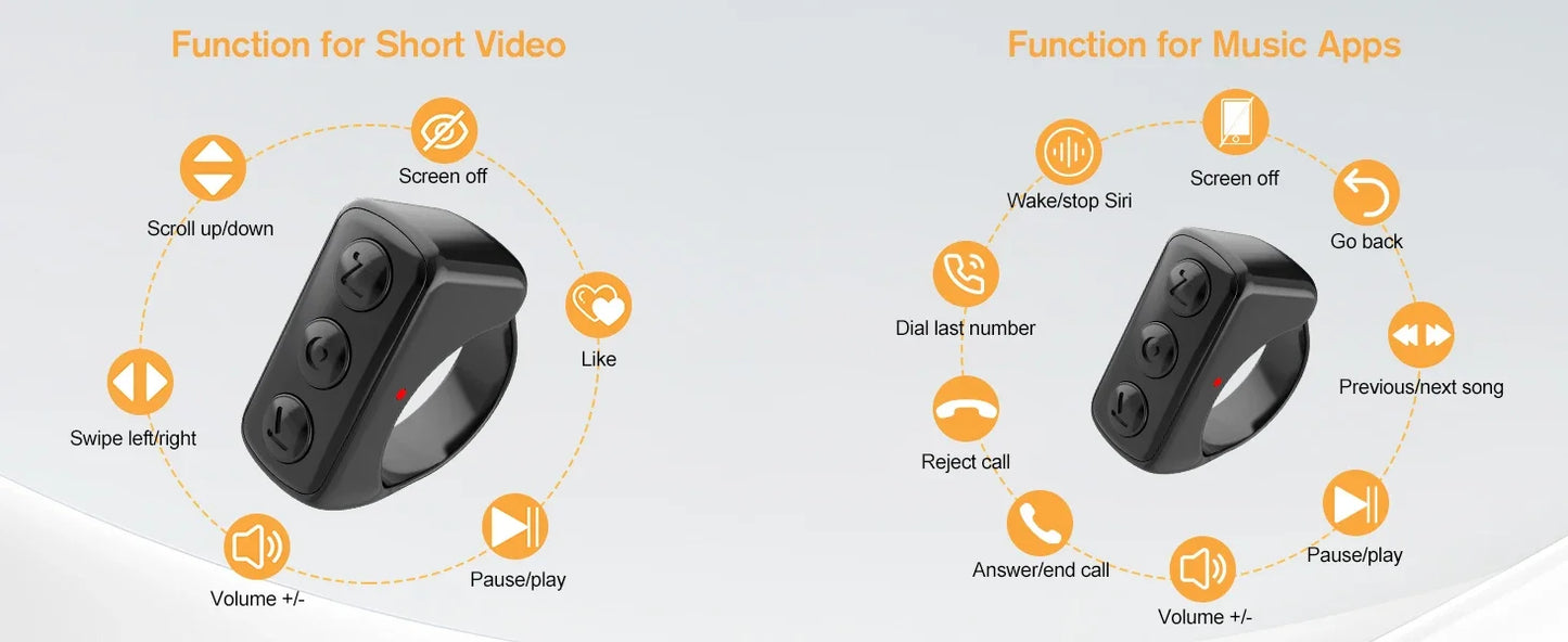 Remote Control for TikTok Page Turner Kindle App Bluetooth Video Recording Remote Scrolling Ring for TIK Tok iPhone iPad iOS