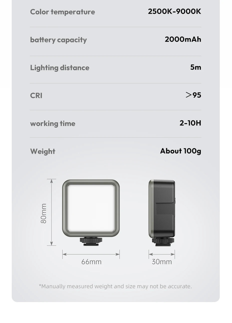 Ulanzi VL49 RGB Camera Light LED Video 2500K-9000K 800LUX Magnetic Mini Fill Light 3 Cold Shoe 2000mAh Type-C for Youtube