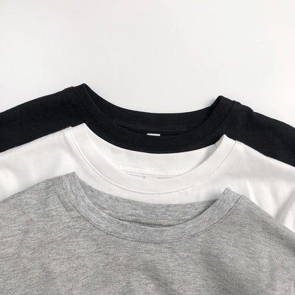 2025 Kids Clothes Solid Color Casual Long Sleeve T-Shirt 2-7Y Boys Girls Cotton Loose Basic Tee Children's Soft Undershirt Top